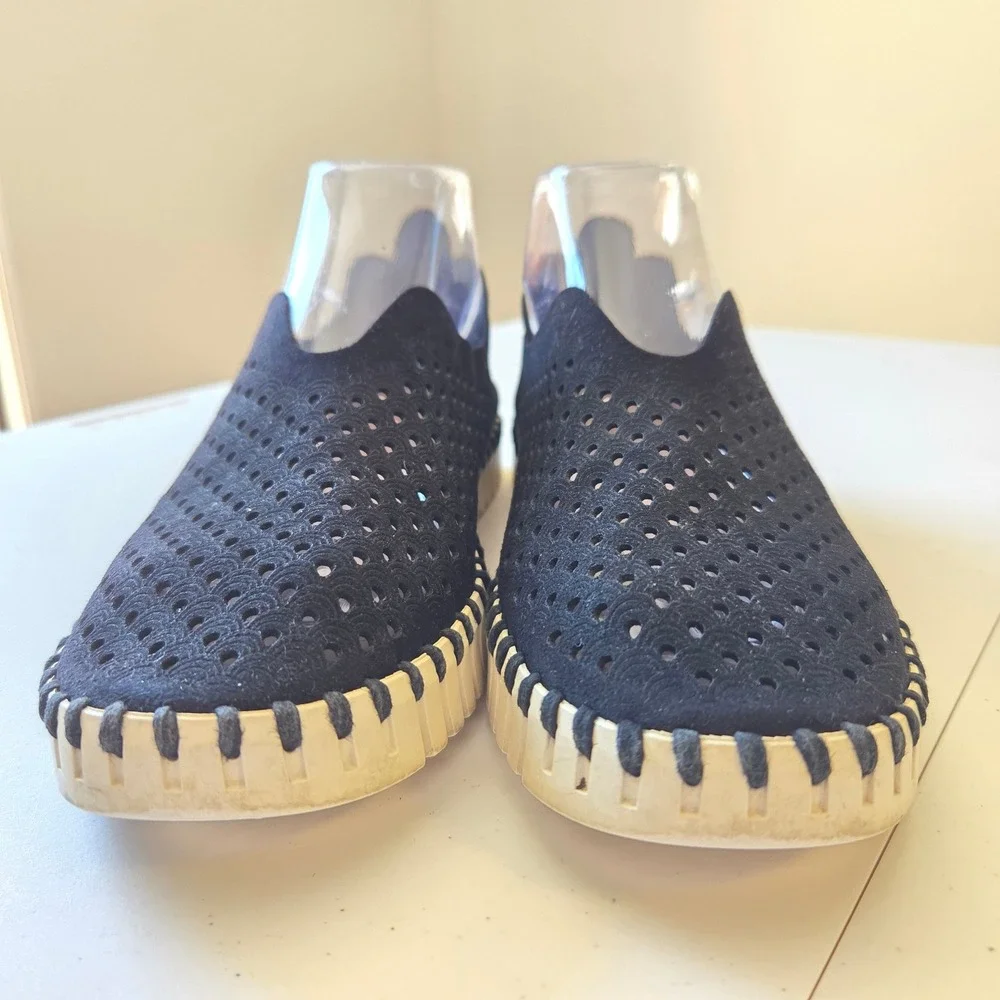 Ilse Jacobsen Tulip 139 Black Laser Cut Slip On Loafers Women Size 38 EU 8 US